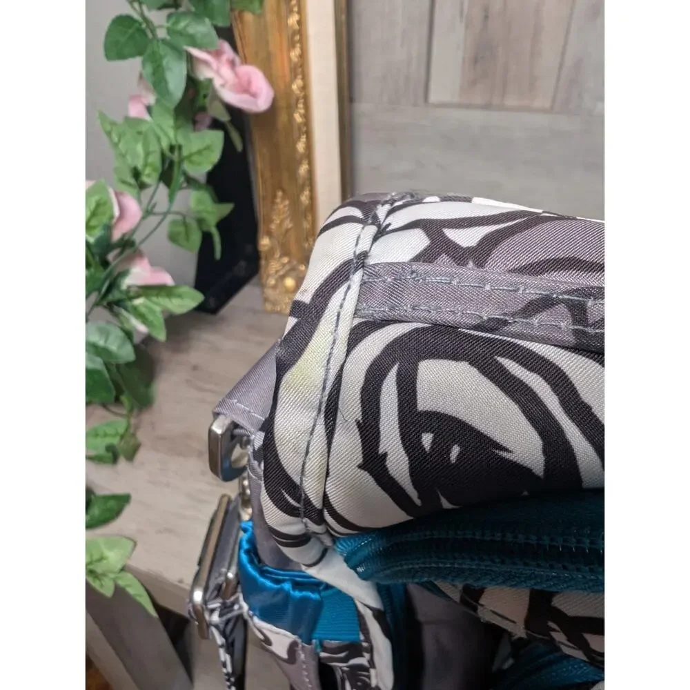 Ju-Ju-Be Gray Rose Floral Diaper Bag w/ Changing Pad Large Baby Travel Bag